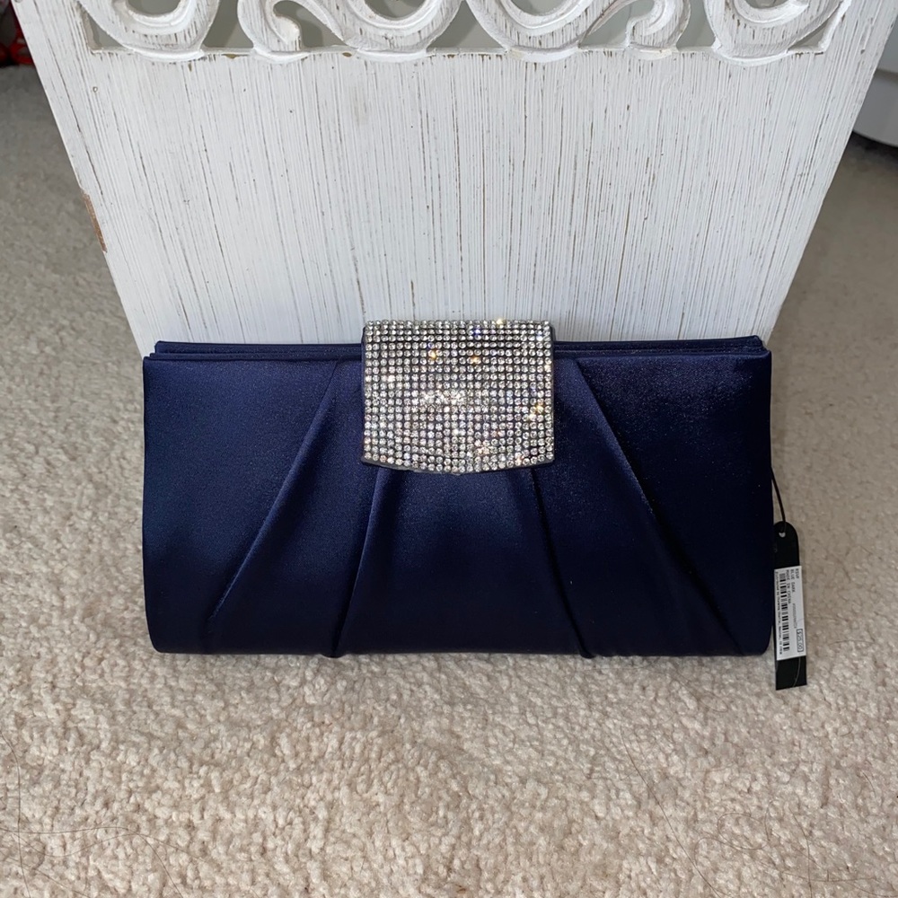 Navy blue rhinestone clutch purse